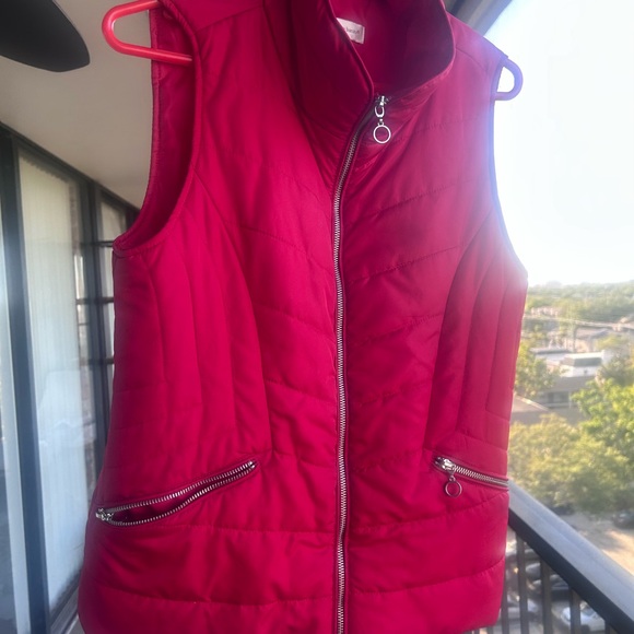 Christopher & Banks Cherry Red Quilted Vest - Picture 2 of 11